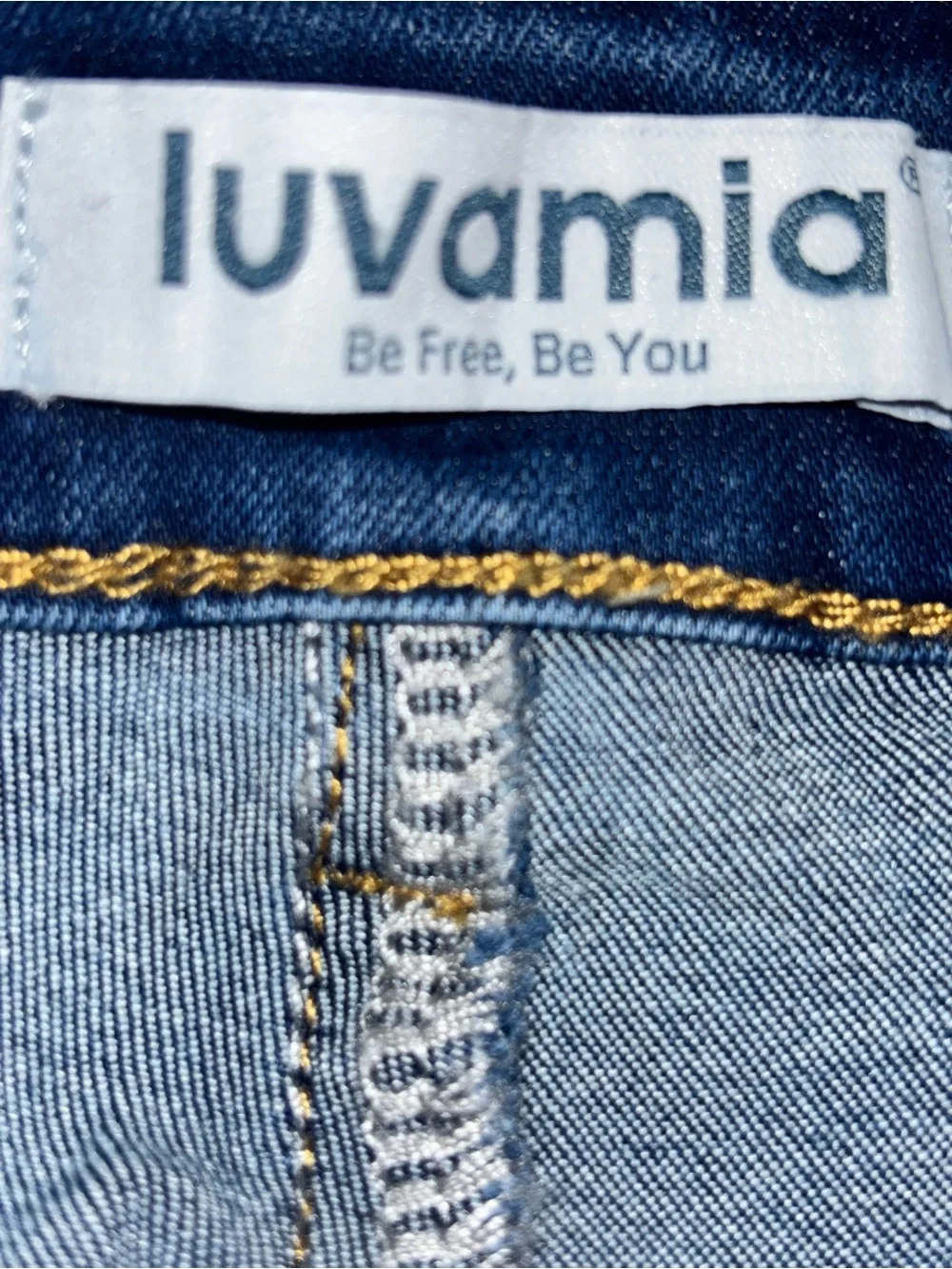 Luvamia 2XL Blue Denim Bermuda Shorts Stretch Cuffed Jean Shorts NWT